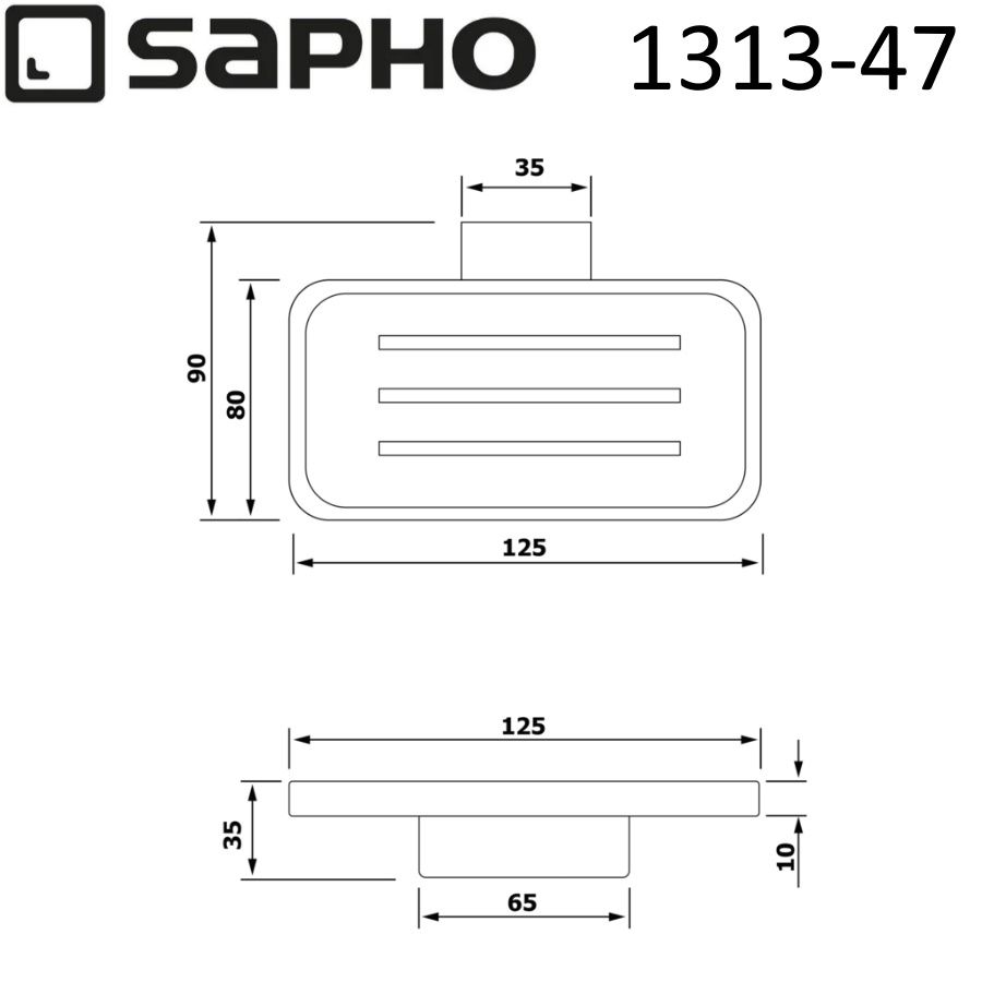 Мыльница EVEREST стеклянная, с хромированным держателем, 12,5x3,5x9 см, Sapho, артикул 1313-47