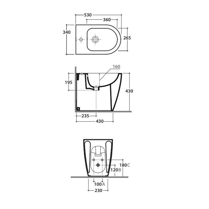 GLOBO Mode Биде напольные  53х34х43 см,  цвет белый