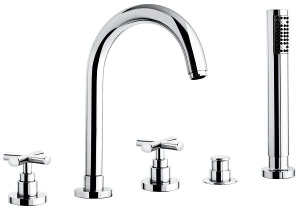 Emmevi Spirit New, комплект смесителя на борт ванны на 5 отверстий с поворотным изливом, цвет хром