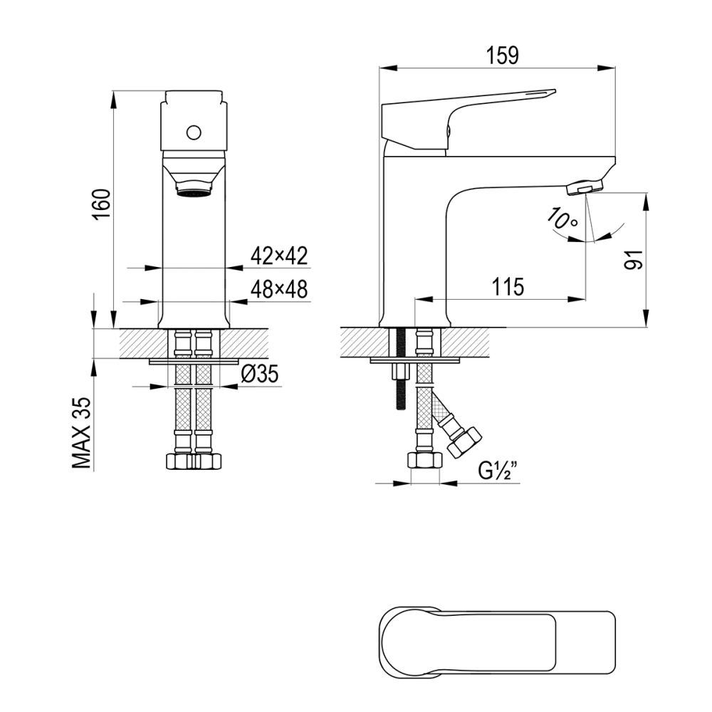 Смеситель Rossinka для раковины монолитный (RS27-11BL), артикул RS27-11BL