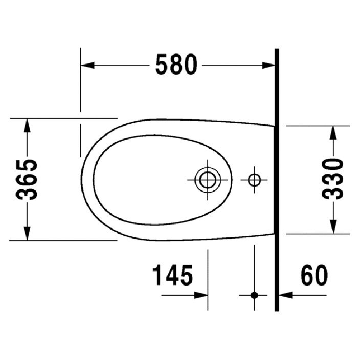 Duravit Architec Биде подвесное с перел., с плоскостью под смес.,вкл. крепление Durafix, 365x580мм, Цвет: Белый