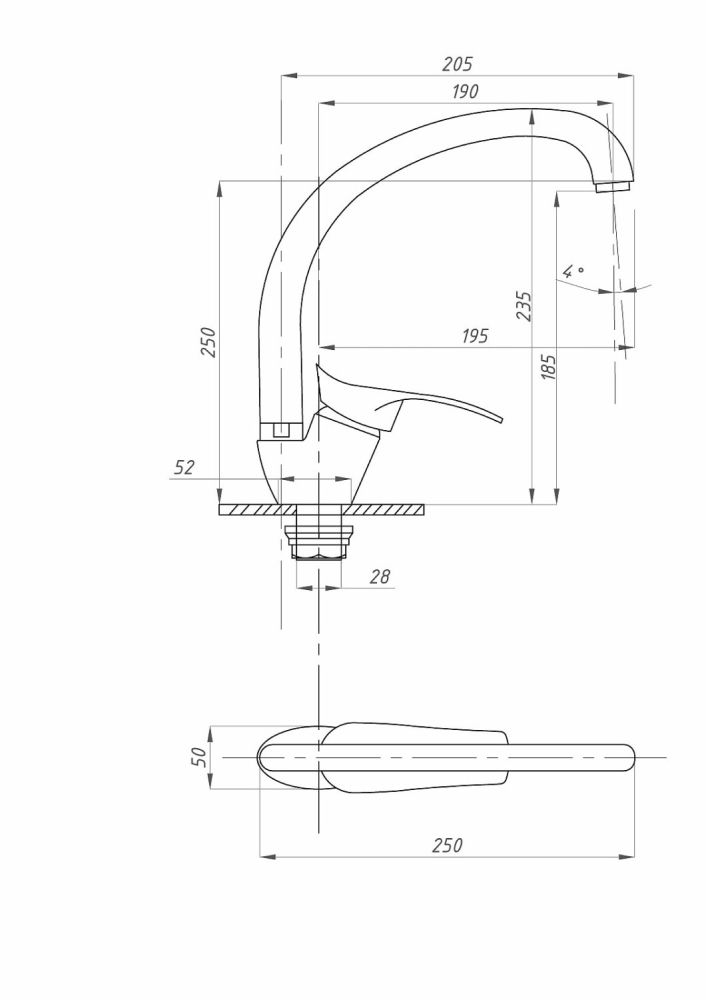 Смеситель для кухни FAUZT FZs-863-115 тип См-МОЦБА, артикул FZs-863-115