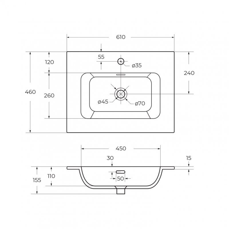 ECO-CER-N База под раковину подвесная с двумя выкатными ящиками, Sapfiro, 1200x457x500, ECO-CER-N-1200-2C-SO-SPF-P, артикул ECO-CER-N-1200-2C-SO-SPF-P