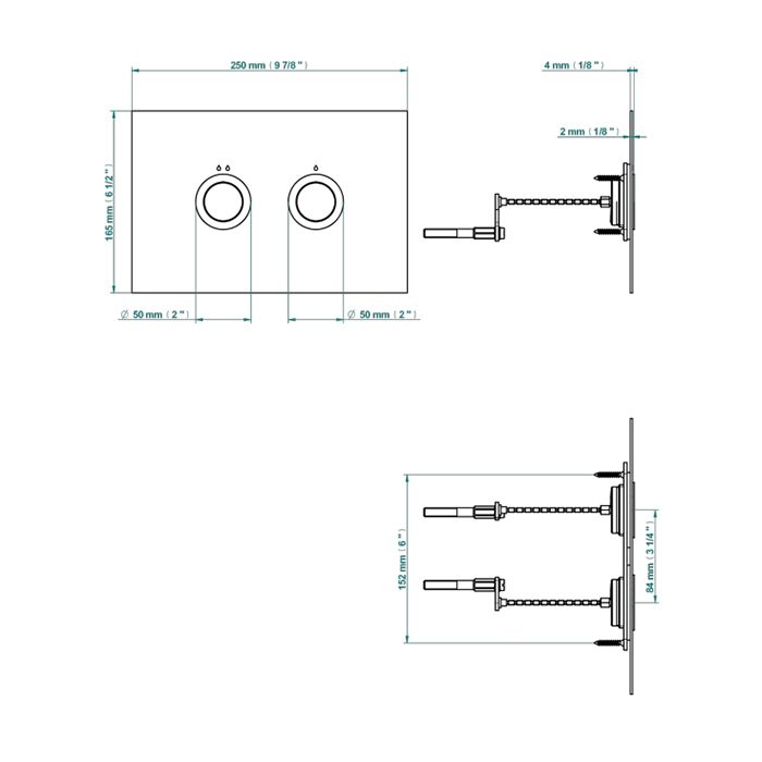 THG Клавиша смыва для унитаза двойная, для инсталляций TECE, цвет Matt nickel