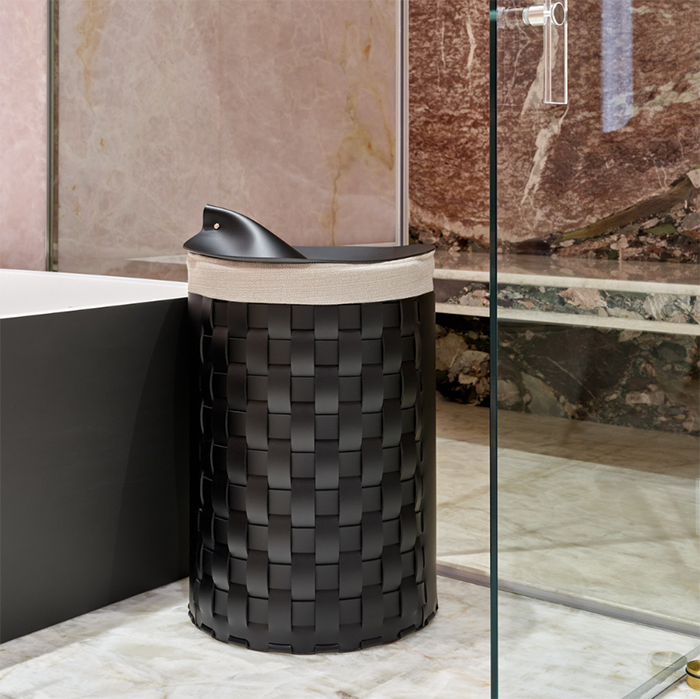 ADJ Круглая корзина для белья Bottega, D40xH57 см., цвет: черный/серый