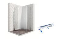 Душевой уголок Ambassador Diamond 12011112L-ST4, пятиугольный, линейный трап, 100х100