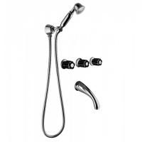 Bongio Fleur Noir Встраиваемый комплект для ванны- смеситель с  изливом, переключателем и ручным душем, цвет хром/черный фарфор