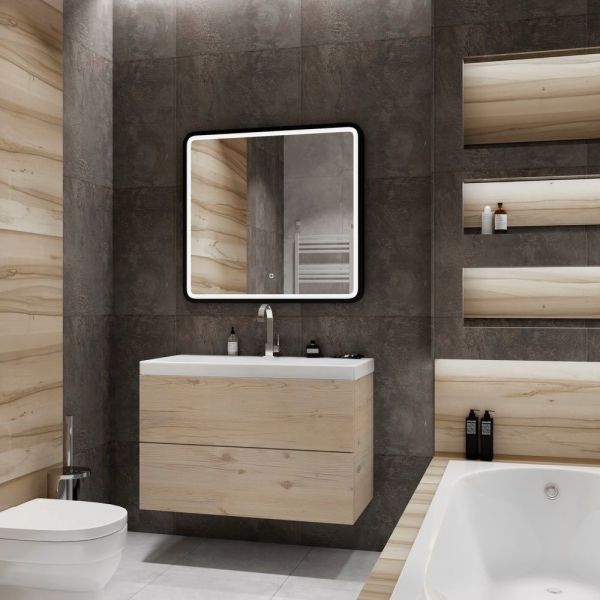 База под раковину подвесная с двумя выкатными ящиками, 800x450x550, AM-Verona-Push-800-2C-SO-GP-TS