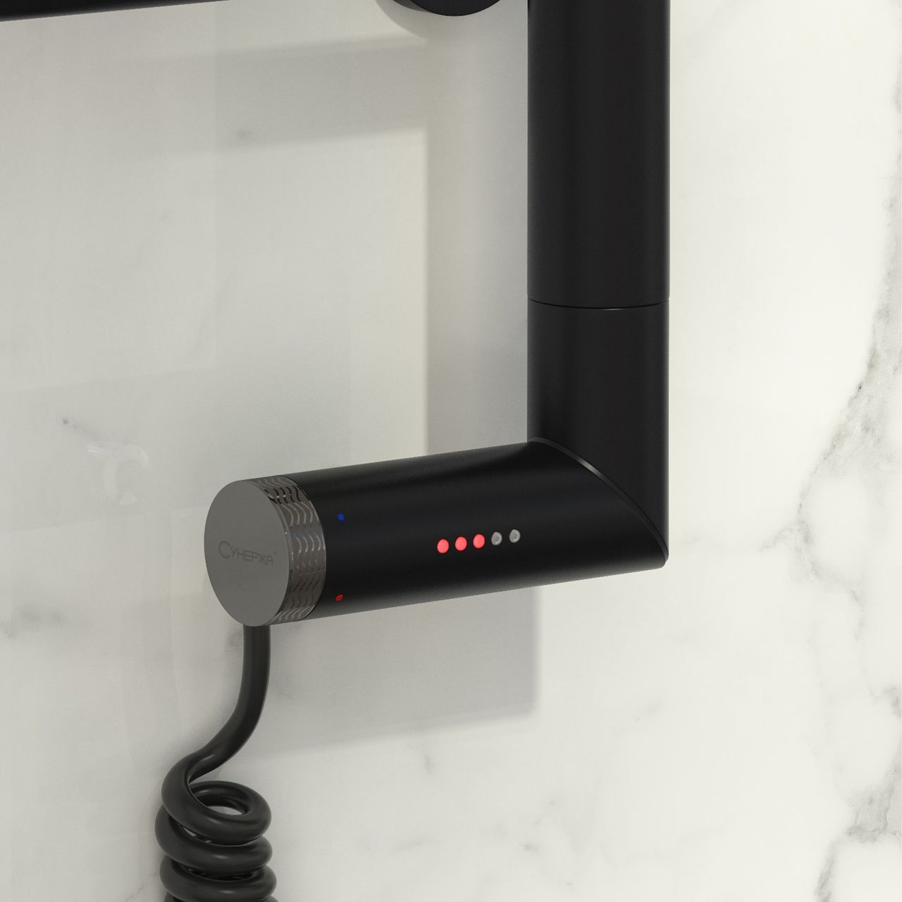 Полотенцесушитель электрический "ГАЛАНТ 2.0" 1000х600 / МЭМ левый (Матовый Чёрный)