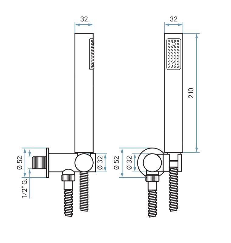 Emmevi, набор ручного душа 154: круглая лейка из ABS, шланг 150 см из латуни и держатель лейки с водоотводом из латуни, цвет брашированное золото, артикул 154/ORS