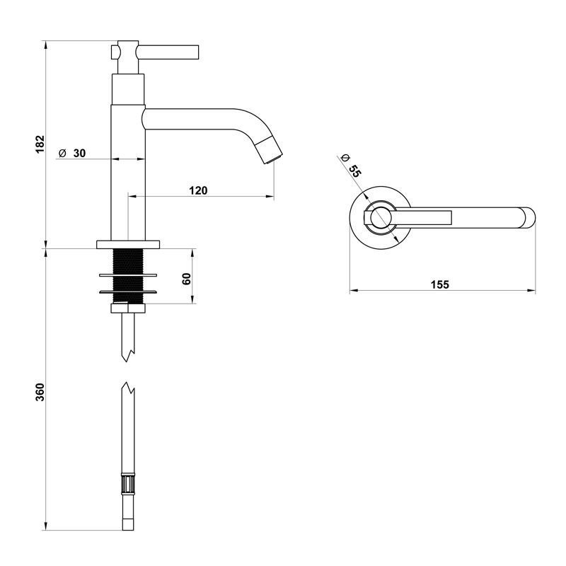 Bongio T Lever Смеситель для питьевой воды, цвет хром