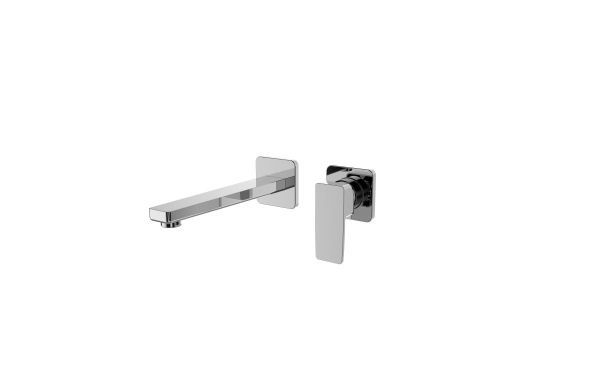 Fiore Dark, встраиваемый в стену однорычажный смеситель для раковины (излив 21 см), без донного клапана, цвет черный матовый