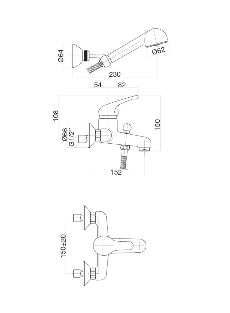 Смеситель для ванны Fiore KING 39CR1000, хром, артикул 39CR1000