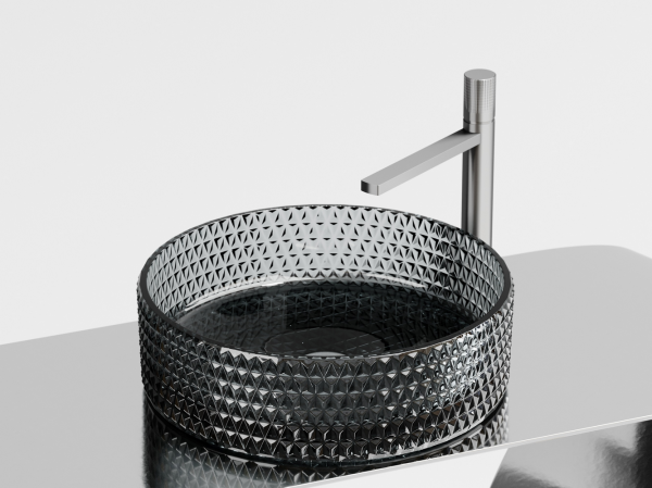 Умывальник чаша накладная круглая (цвет черный) Кристалл (Cristal) 360x360x112мм