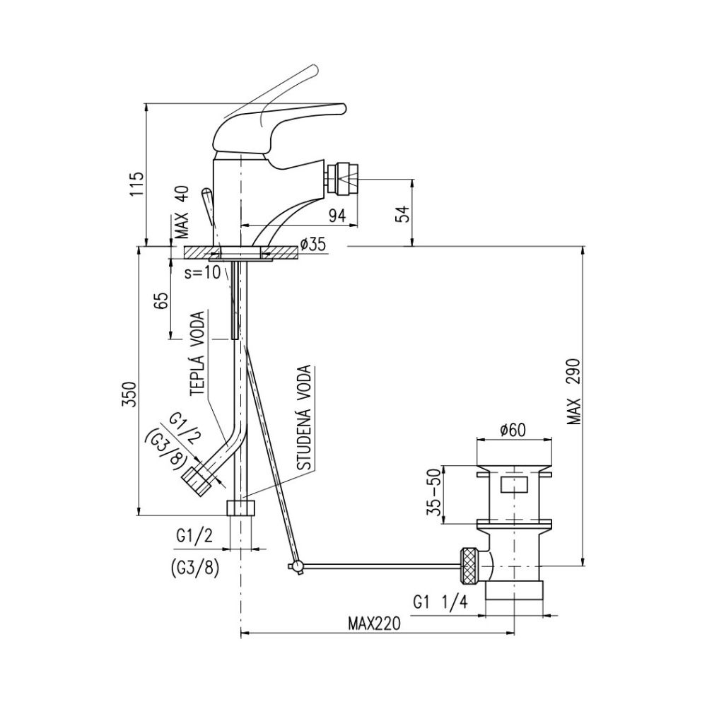 Смеситель для биде Rav Slezak SAZAVA SA045.5, хром, артикул SA045.5