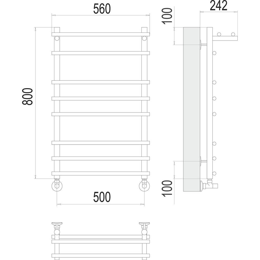 Полотенцесушитель водяной с полкой Terminus Ватра П8 50х80