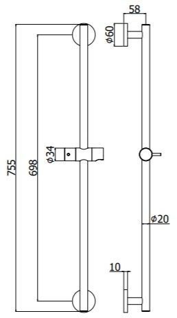 Душевая штанга Paffoni Life ZSAL116NO черный матовый