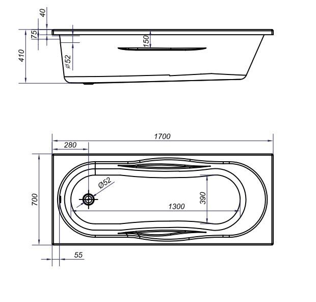 Ванна прямоугольная MITO GREEN 170x70 (63379), артикул 63379