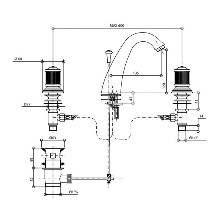 Bongio Impero Смеситель для раковины, цвет хром/Swarovski -синий/красный