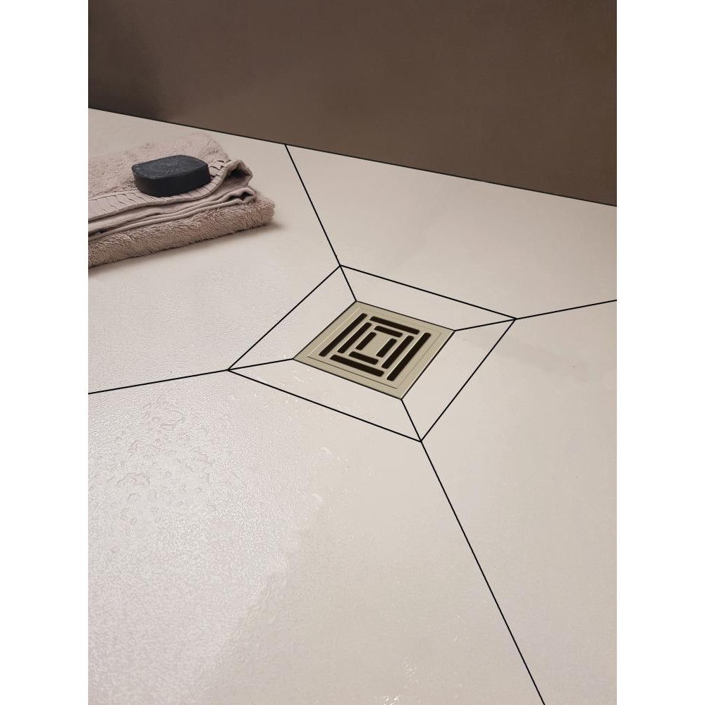 Трап BERGES водосток PLATZ Uno 100х100, матовый хром, S-сифон D50 H60 боковой