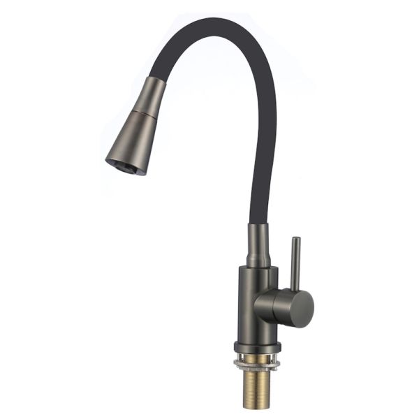 Смеситель для кухни с гибким изливом и режимом душ Savol S-3002QM-01, графит