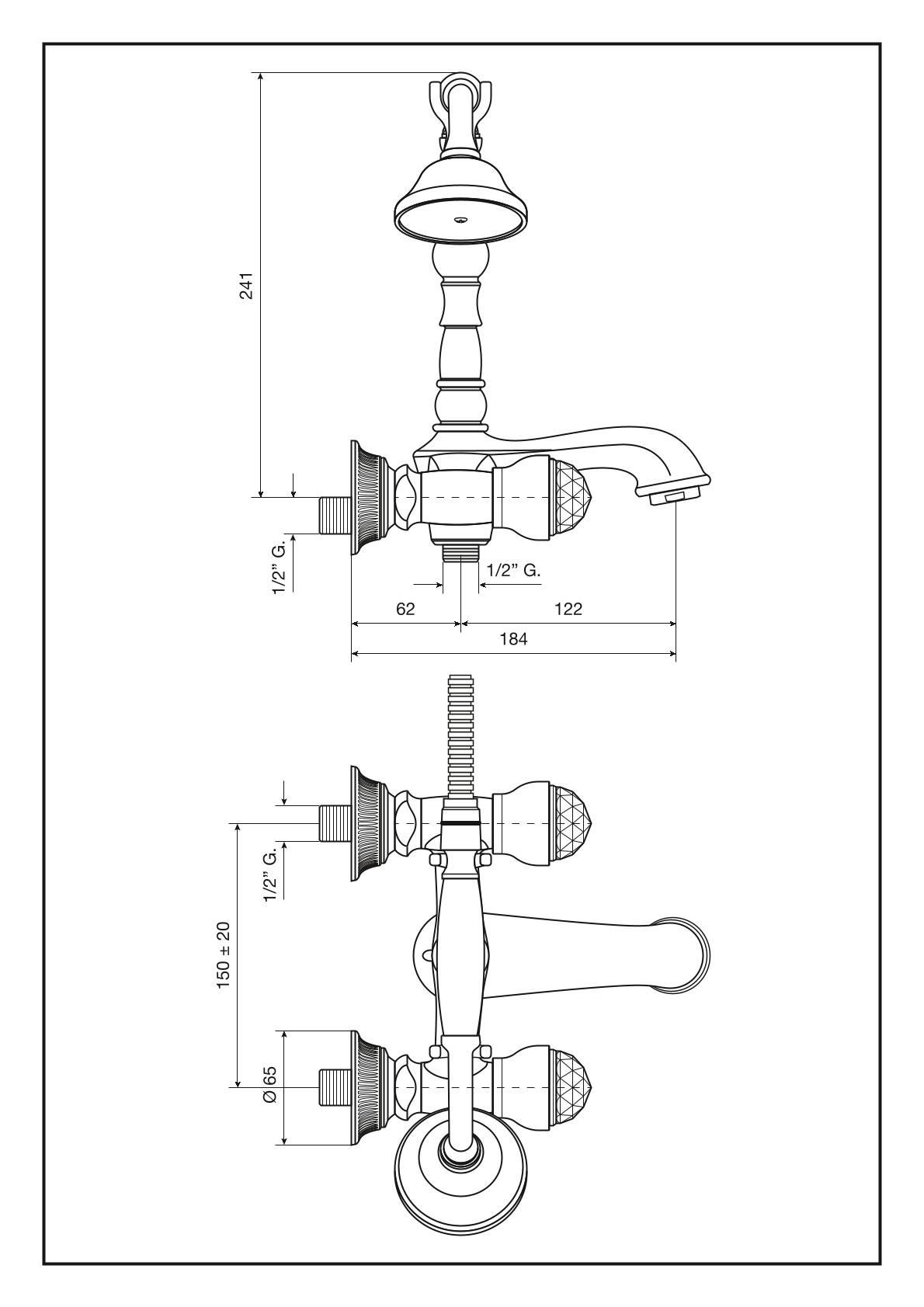 Смеситель The One для ванны. Металлические ручки + большие прозрачные кристаллы, цвет золото