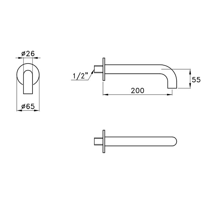 Stella Sirius Излив 200 мм., настенный, цвет nero matt PVD