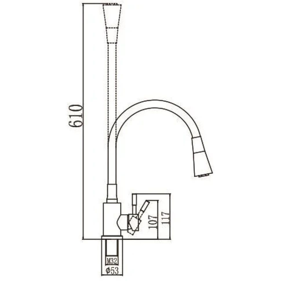 Смеситель для кухни Savol S-3002QM, серый