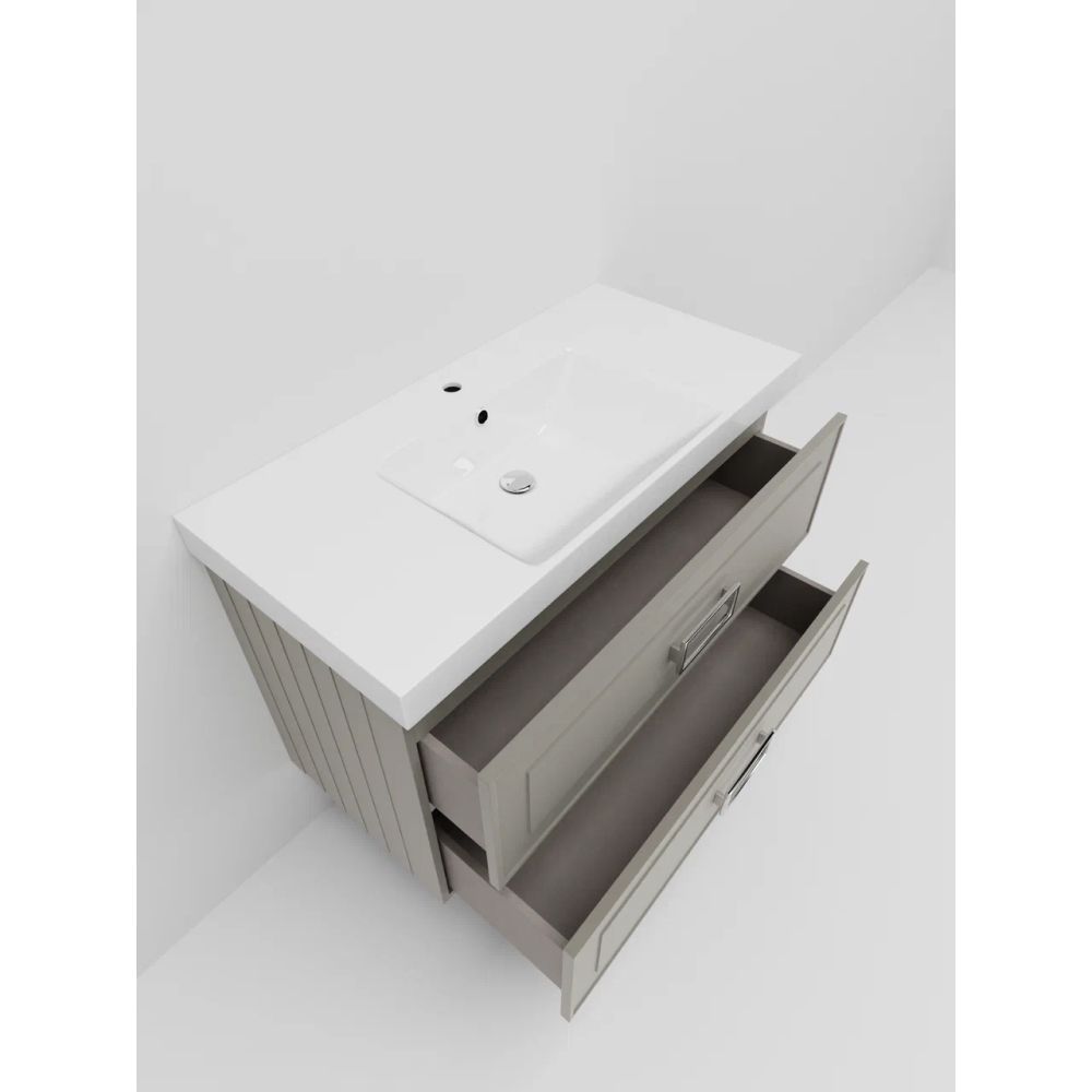 Тумба под раковину подвесная La Fenice Cubo TWIN FNC-01-CUB-C-100-2, бежевая, артикул FNC-01-CUB-C-100-2