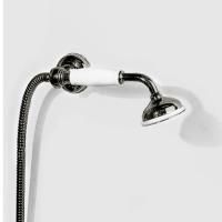 Devon лейка с гибким шлангом, выпуском-держателем настенным, ручка белая, цвет: никель блестящий