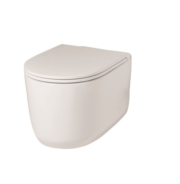 Hidra Gio, подвесной безободковый унитаз c сиденьем микролифт, 55x36,5 см, цвет белый глянцевый