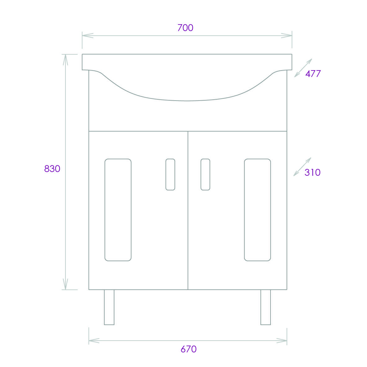 Тумба Onika Кристалл 70 напольная, белая (ум. Erica 70)