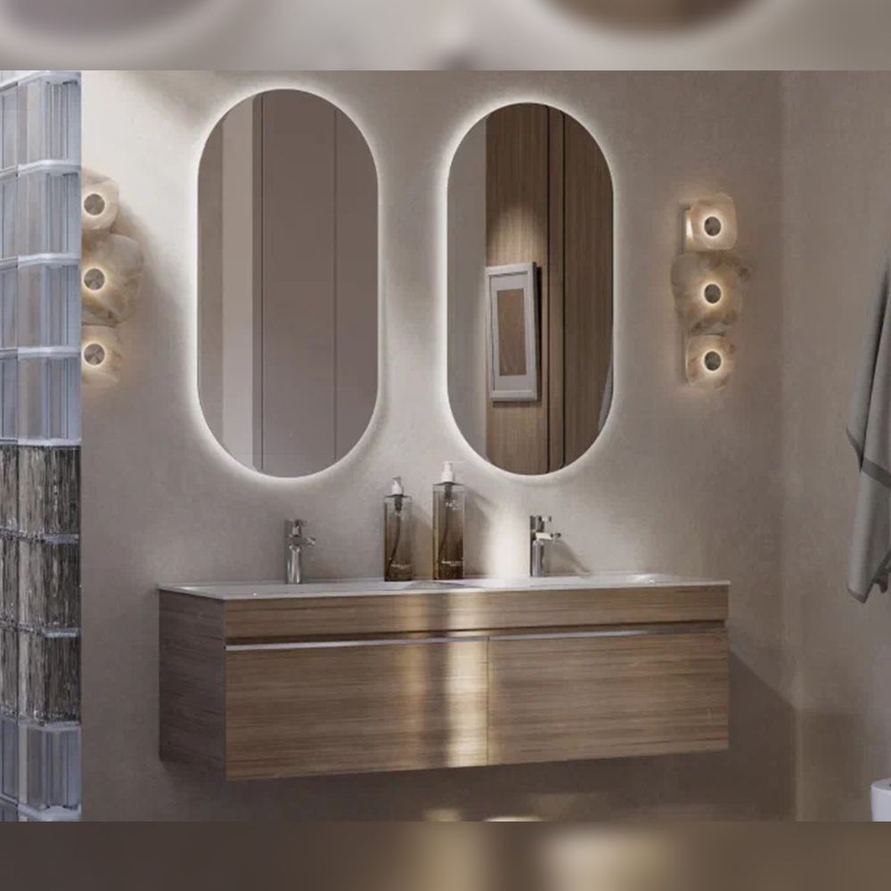 Тумба под раковину подвесная Velvex Pulsus tp.PUL.PUL.140.2Y дуб сонома, 140 см, артикул tp.PUL.PUL.140.2Y дуб сонома