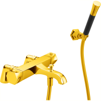 CISAL Cherie Термостатический смеситель на борт ванны на 2 отверстия, с душевым комплектом, цвет золото