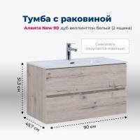 Тумба под раковину Aquanet Алвита New 90 2 ящика, дуб веллингтон белый Тумба под раковину Aquanet Алвита New 90 2 ящика, дуб веллингтон белый