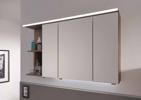 Puris Purefaction, зеркальный шкаф (3 двери) с LED подсветкой 1200 мм левый, цвет дуб чарлстон