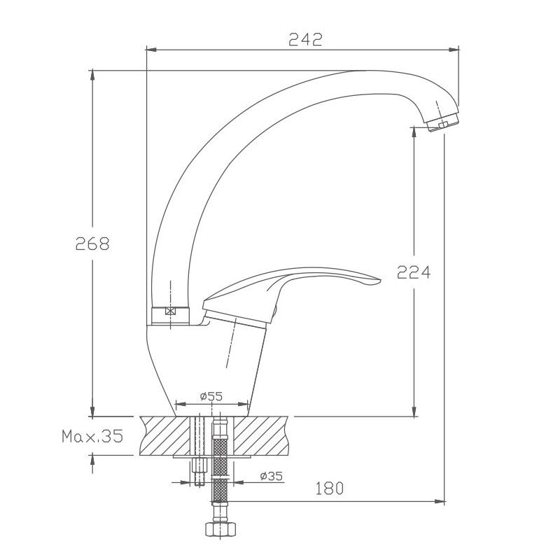 Смеситель для кухни Haiba HB4121-5, сатин