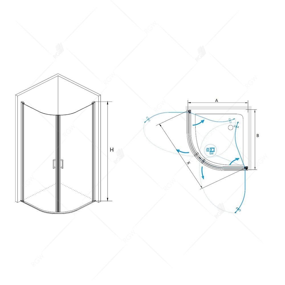Душевой уголок RGW LE-54 (800x800, Прозрачное)