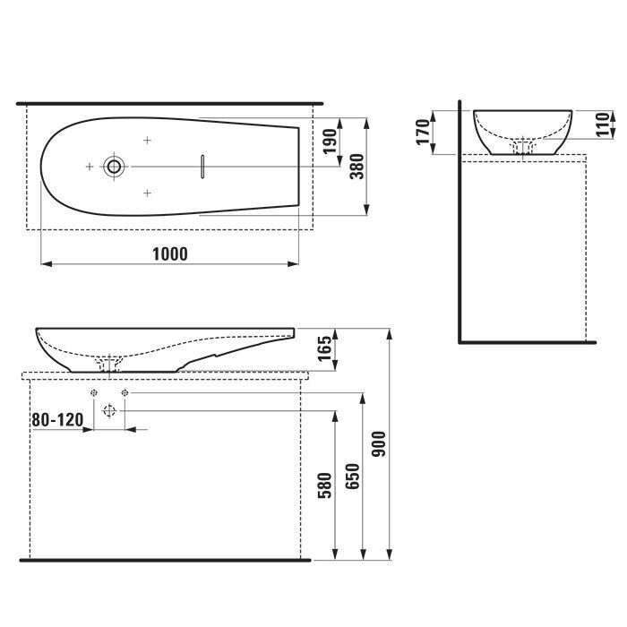 Laufen Alessi One  Раковина-чаша 1000х380х170мм без перелива, без отв. под смеситель, L/R, с крышкой слива, с покр. LLC, цвет: белый глянец Laufen Alessi One  Раковина-чаша 1000х380х170мм без перелива, без отв. под смеситель, L/R, с крышкой слива, с покр. LLC, цвет: белый глянец