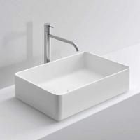 MILLDUE  Раковина  BASIC R58 накладная из CERAMILUX ,58х37х13 см, без отв для смесителя, цвет белый матовый