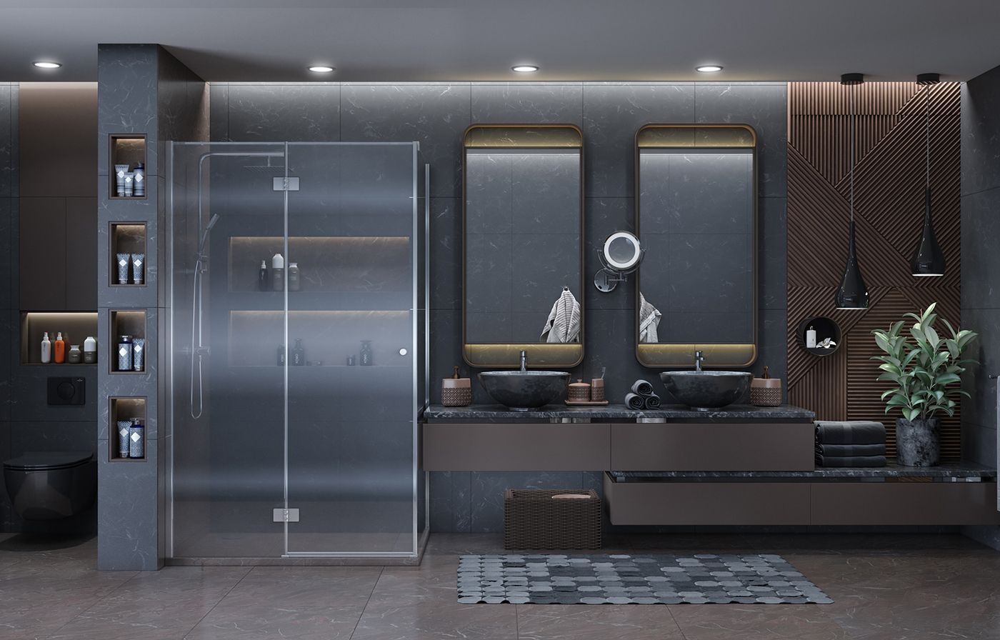 Душевой уголок Ambassador Diamond 12011107L-MA1, прямоугольный, точечный трап, 120х80