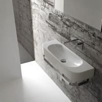 GLOBO Forty3 Раковина подвесная 70*27см, с 1 отв-ем под смеситель слева SX, пробитым вручную, без перелива, с креплением, цвет белый