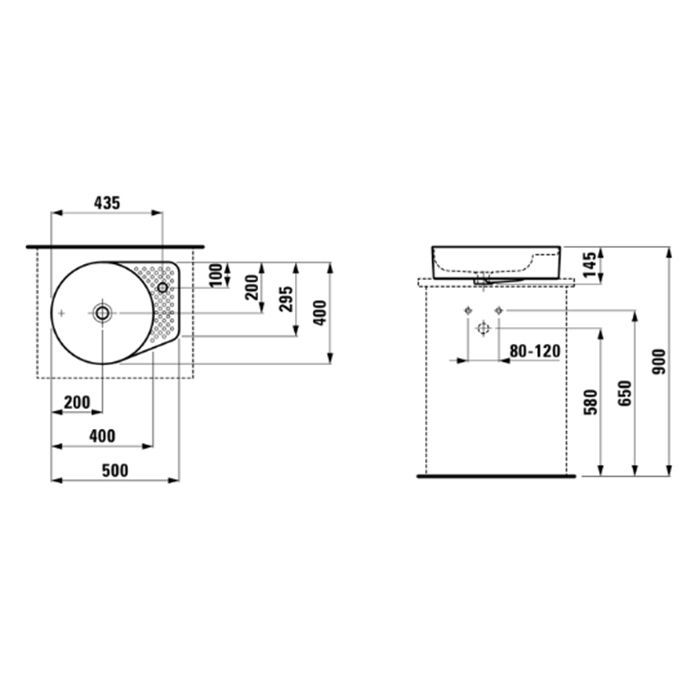 Laufen VAL Раковина-чаша 500х400х125мм с 1 отв. под смеситель, цвет: белый