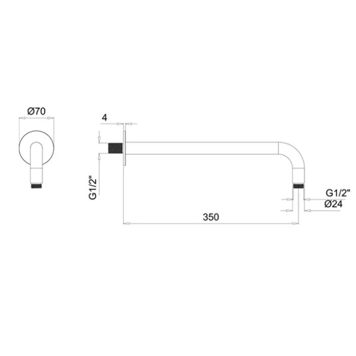Almar ROUND Кронштейн из стены круглый, 350 мм, круглый отражатель,  золото  PVD