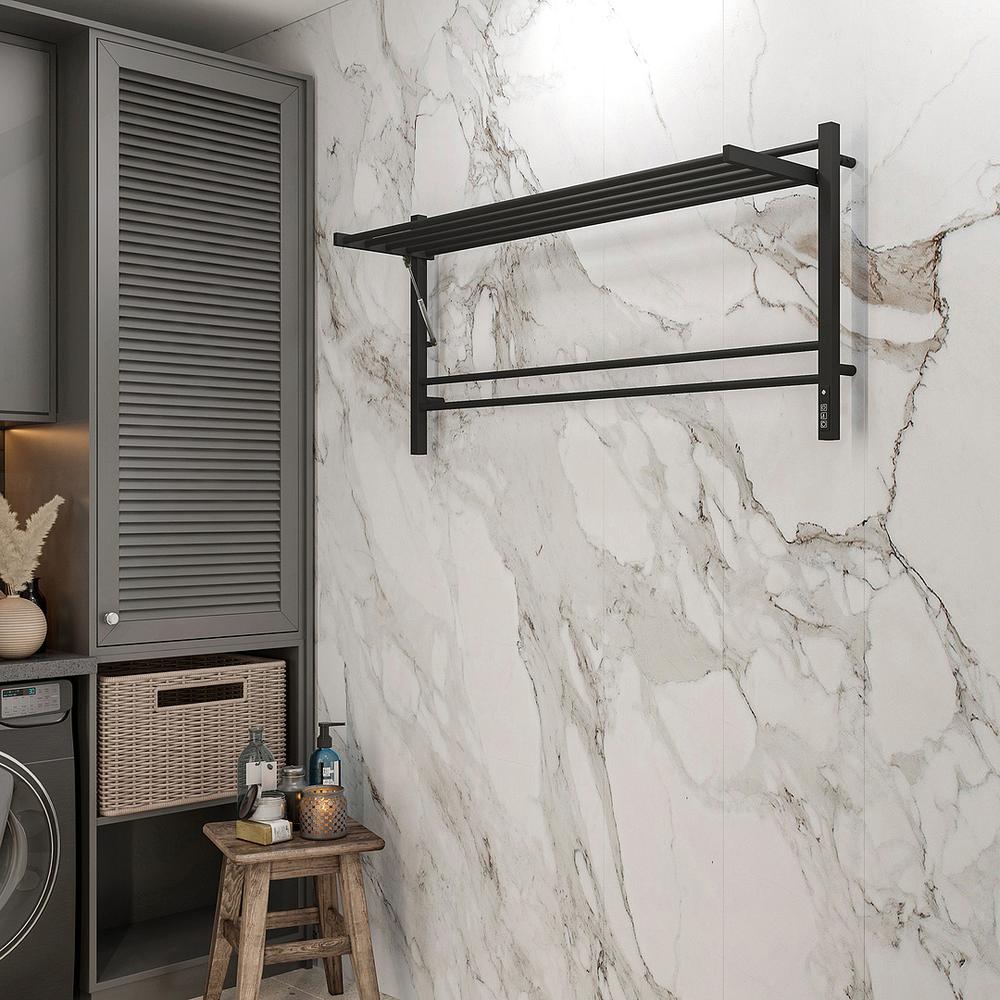 Полотенцесушитель электрический с полкой Terminus Горизонт П8 120х60 КС, черный муар, артикул 4670078543349