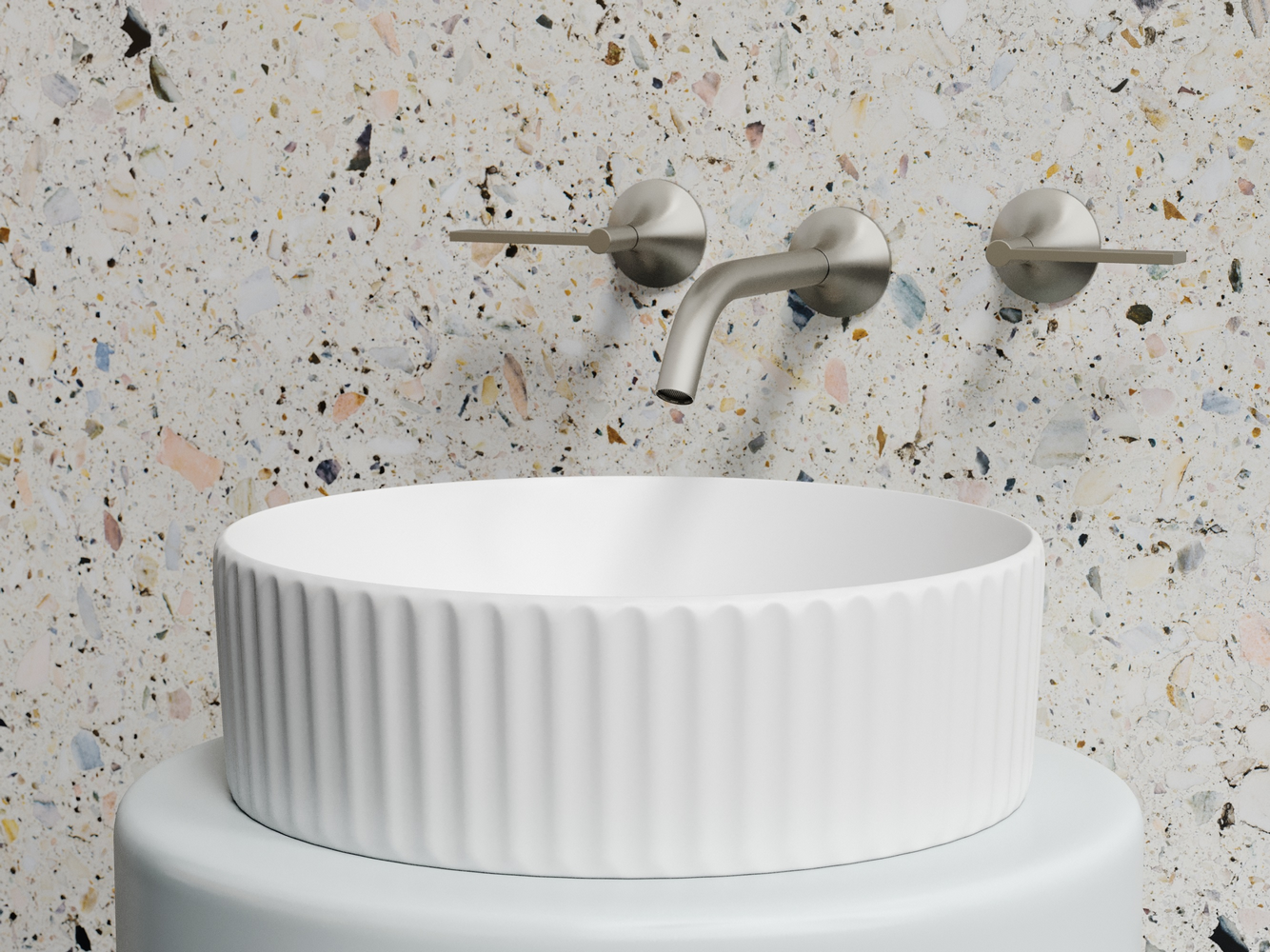 Умывальник чаша накладная круглая (цвет Белый Матовый) Элемент (Element) 360x360x115мм, артикул CN6057MW