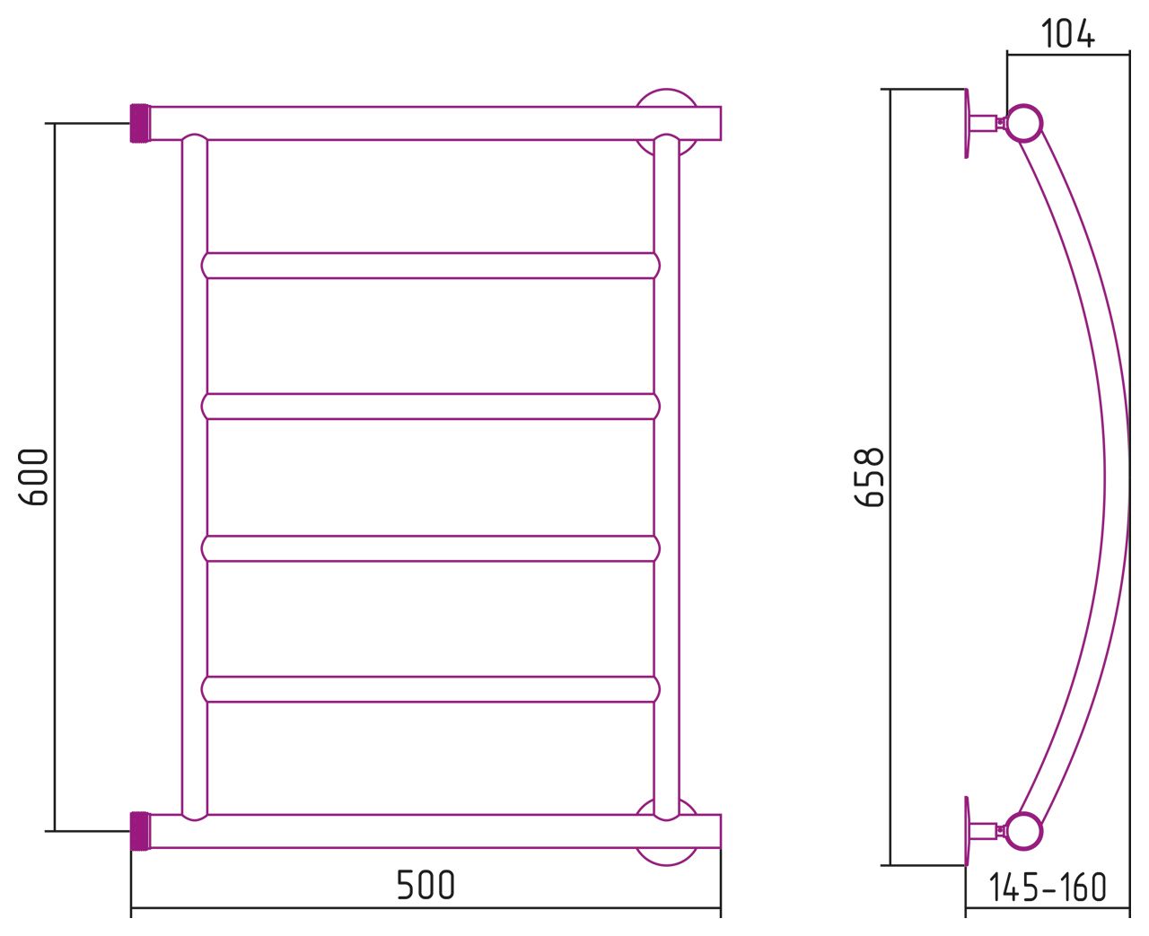 Полотенцесушитель СТИЛЬЕ "Минор 0602" 600х500 (4) Г (Без покрытия) Полотенцесушитель СТИЛЬЕ "Минор 0602" 600х500 (4) Г (Без покрытия)