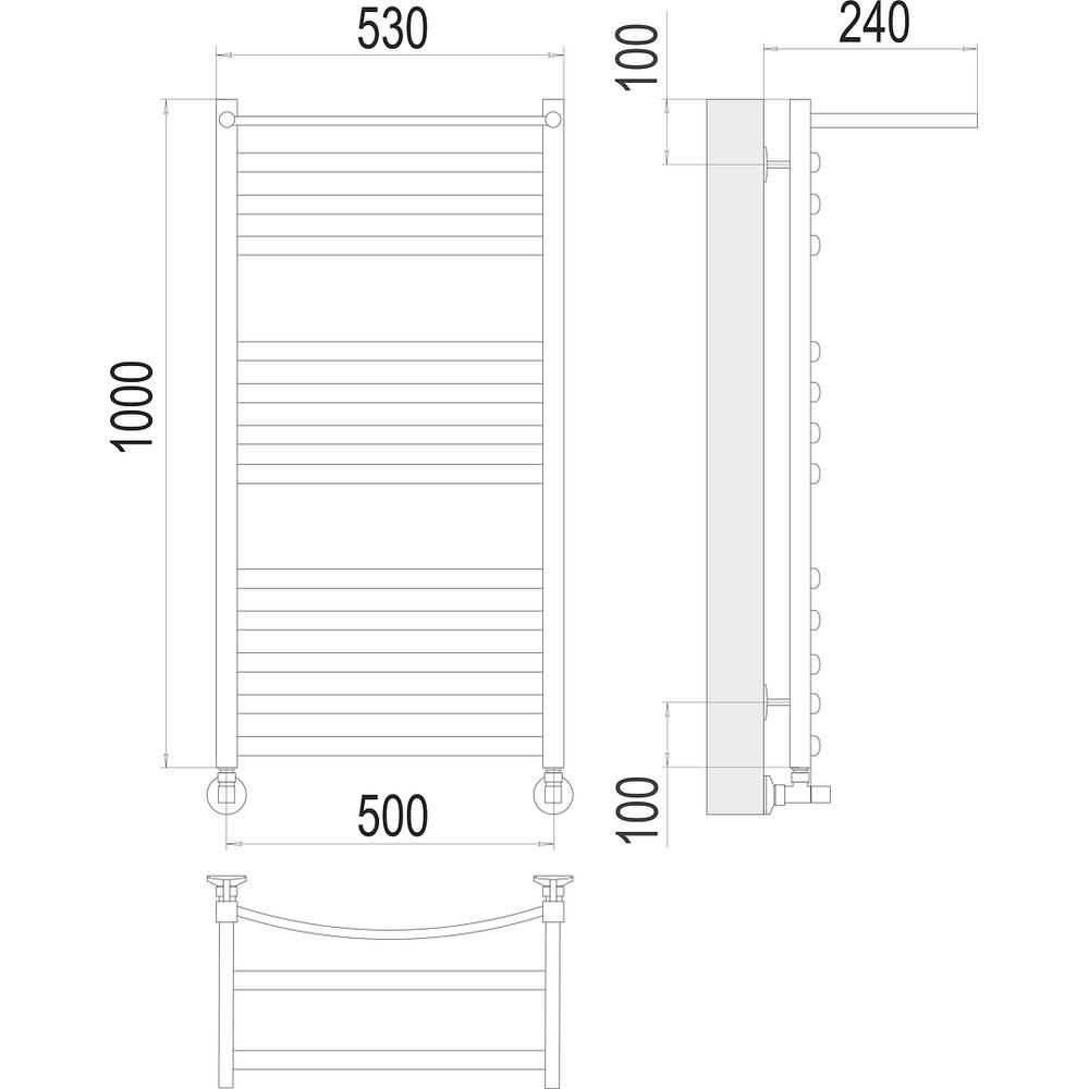 Полотенцесушитель водяной с полкой Terminus Енисей П13 50х100