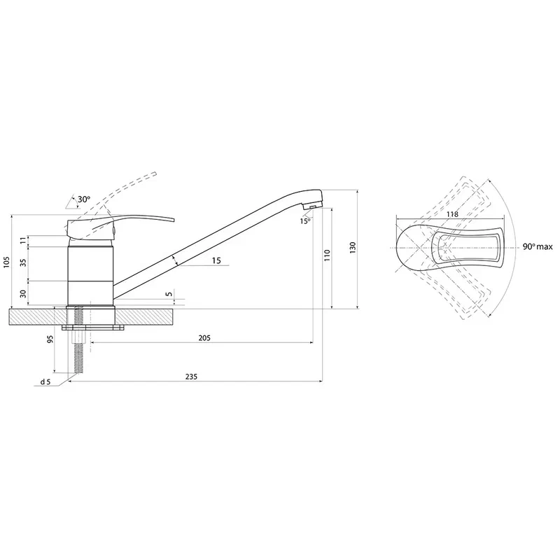Смеситель для кухни Славен СЛ-ОД-Ц21, хром