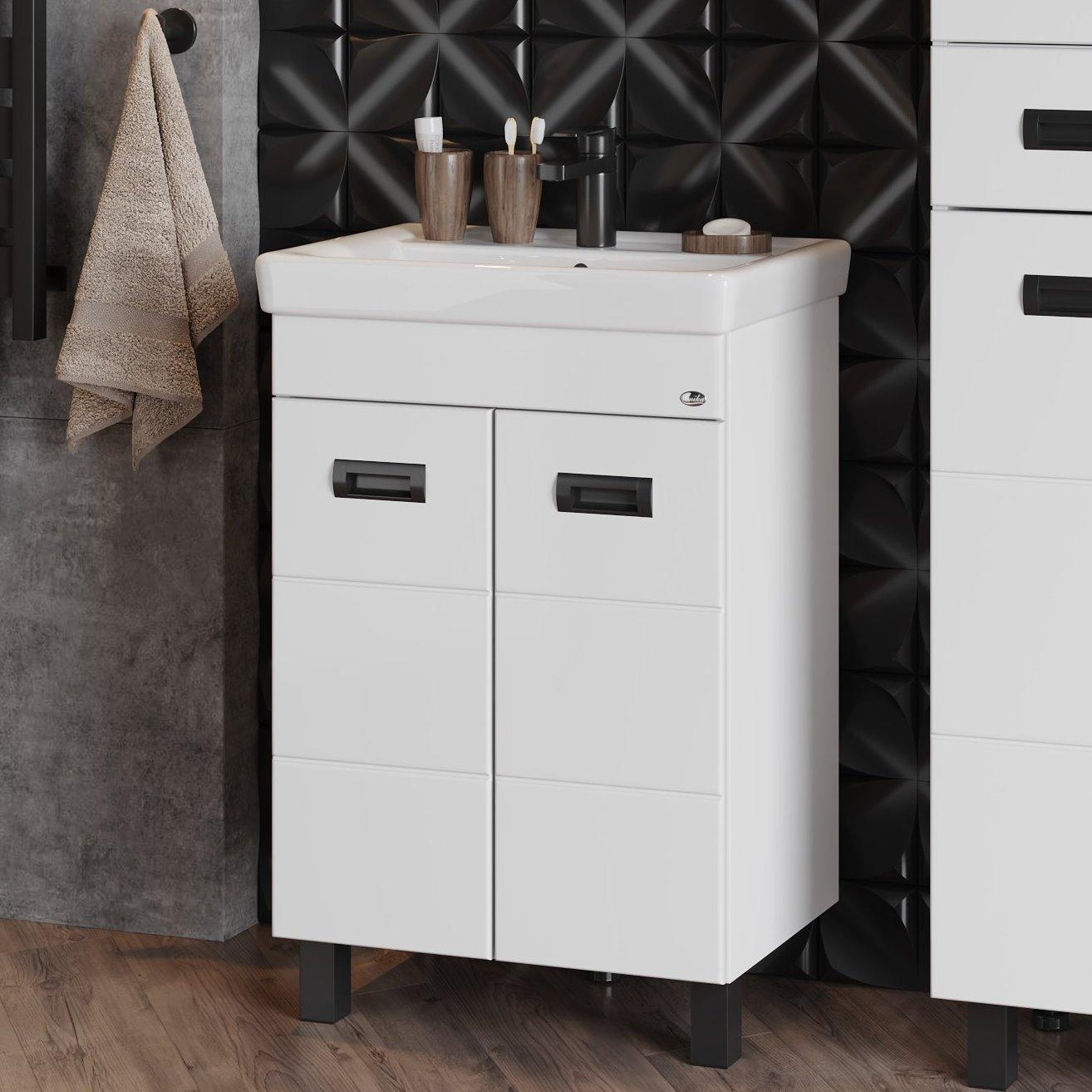 Тумба Onika Балтика-Квадро Black 60 напольная, белая (ум.Тигода 60)